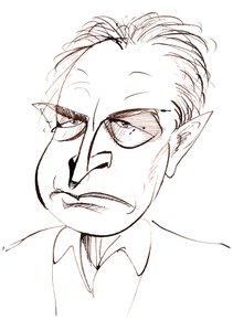 John Banville, Irish novelist and screenwriter; crime writer under the pen name Benjamin Black; caricature by Neale Osborne